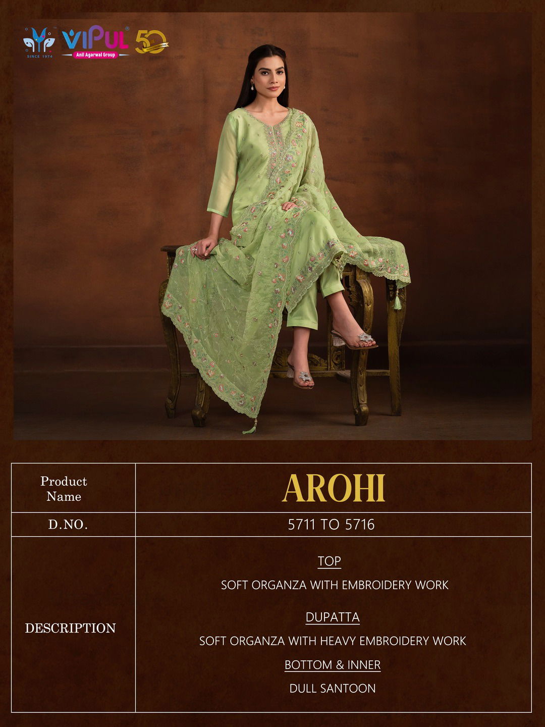 Arohi By Vipul Organza Embroidery Salwar Kameez Wholesale Price In Surat